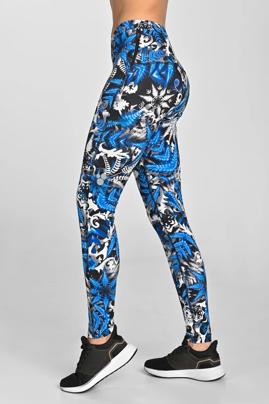 Regular Running Leggings Dynamic Mosaic Fern Blue - packshot