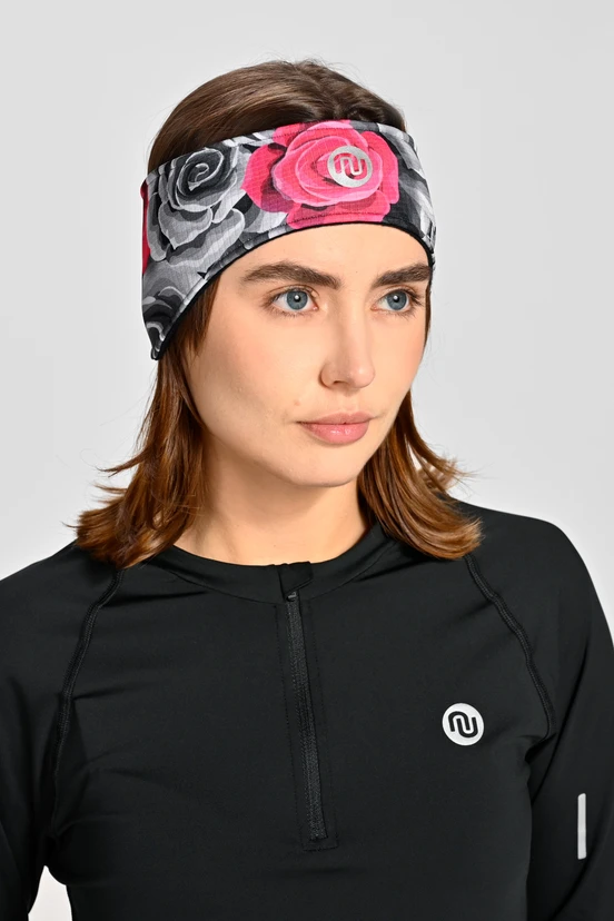 Termoaktivní sportovní čelenka s chrániči sluchu Ornamo Roses - packshot