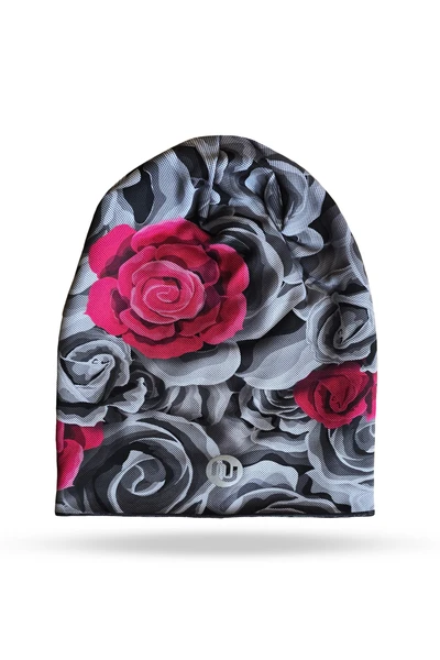 Czapka smerfetka termoaktywna Ornamo Roses-Melange Black Sample