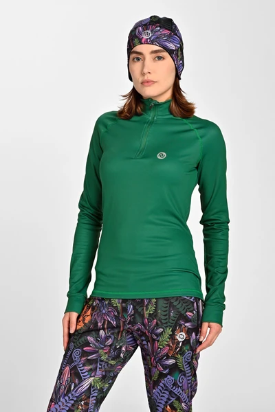 Insulated blouse with stand-up collar Zip Fern Green