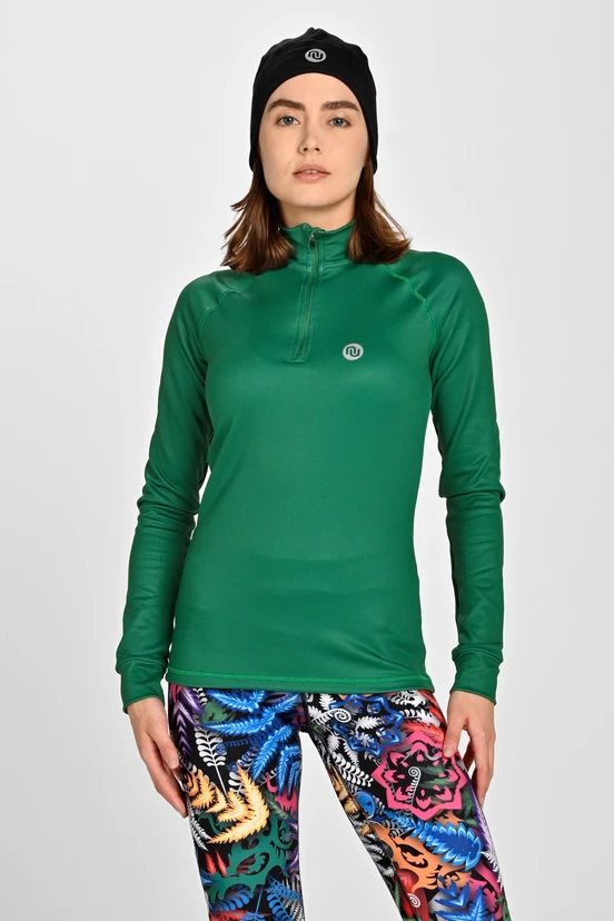 Insulated blouse with stand-up collar Zip Fern Green - packshot