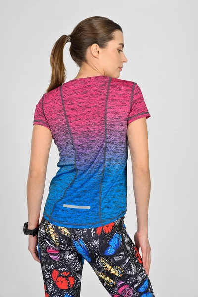 Trail T-shirt with pockets on the arms Melange Azzurro-Rosa