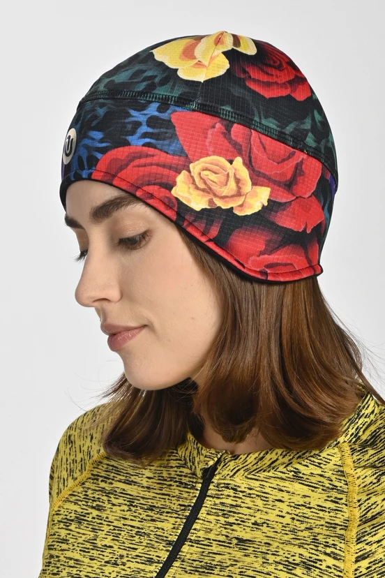 Short hat with earflaps Selva Roses Cobalt - packshot