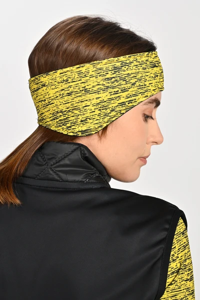 Thermoactive sports headband with ear pads Melange Yellow II Quality