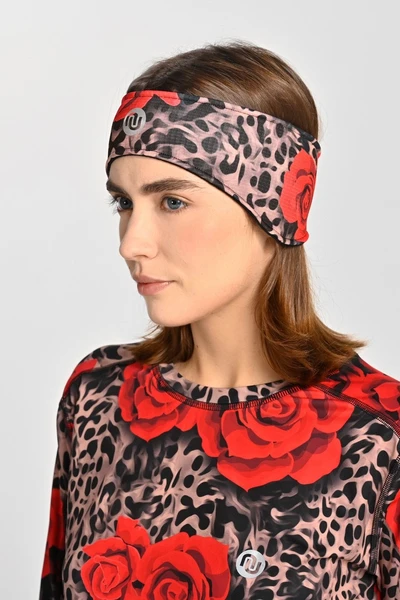 Thermoactive sports headband with ear pads Roses II Quality