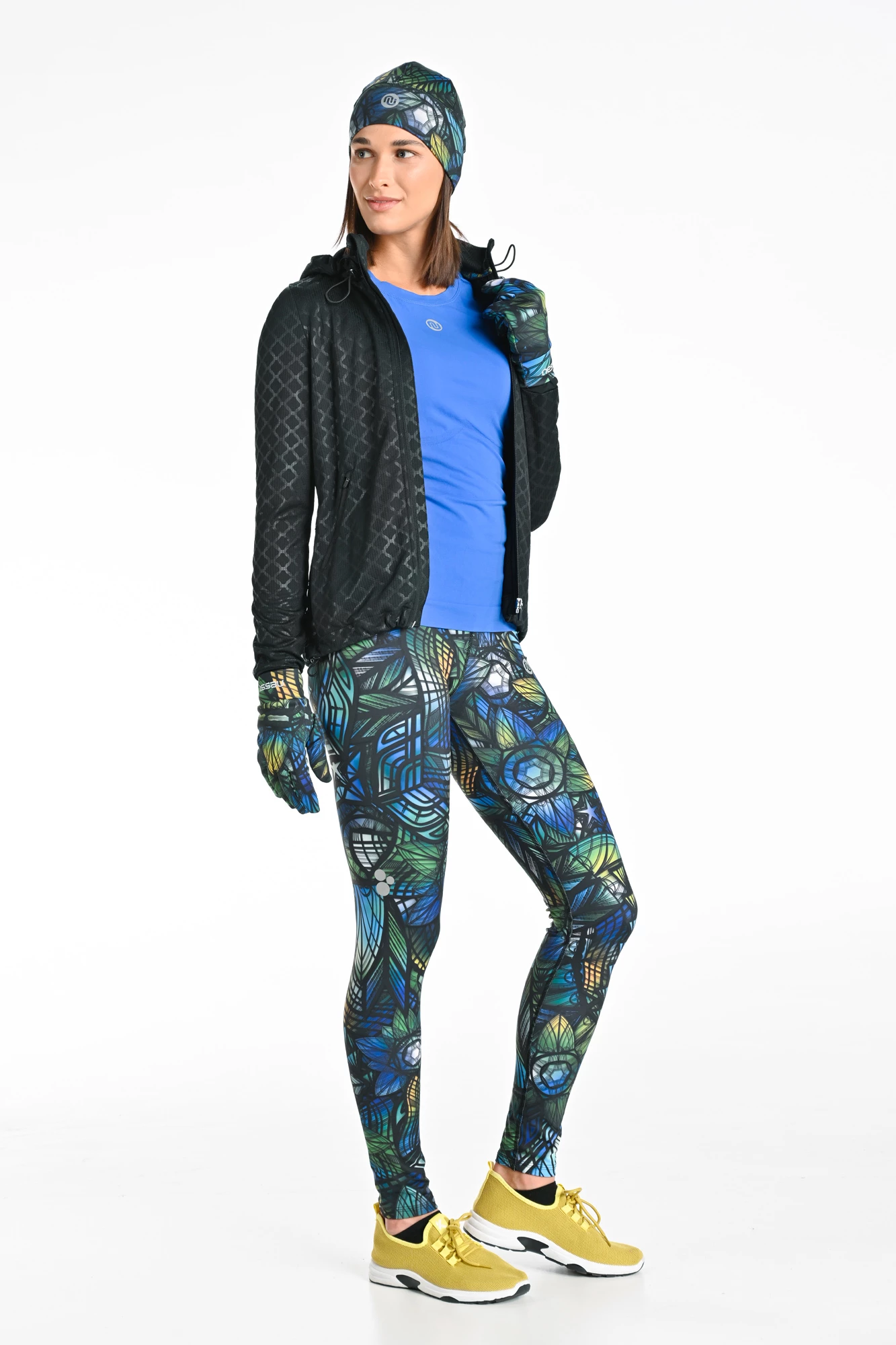 Leggings regular with waistband Pro Mosaic Aurora Blue - Nessi