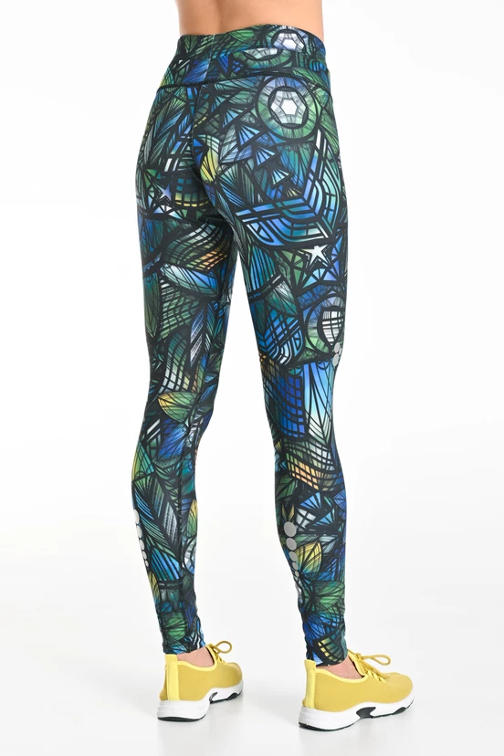 Leggings regular with waistband Pro Mosaic Aurora Blue - Nessi Sportswear