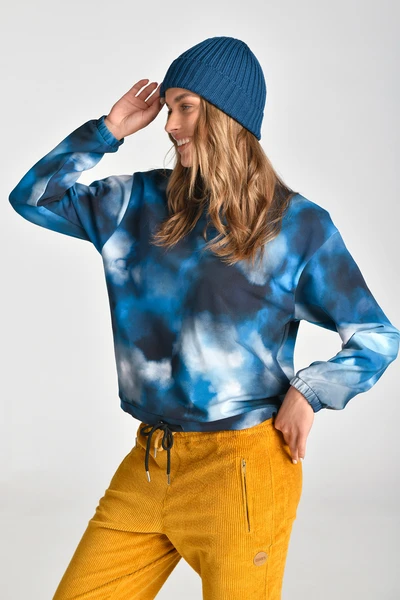 Bluza z bawełny organicznej damska Wavy Navy - Sample
