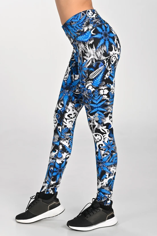 Leggings petite with waistband Pro Mosaic Fern Blue - packshot