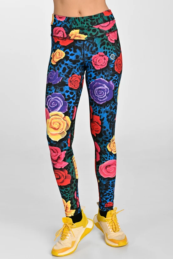 Leggings petite with waistband Pro Selva Roses Cobalt - packshot