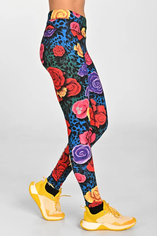 Leggings petite with waistband Pro Selva Roses Cobalt - packshot