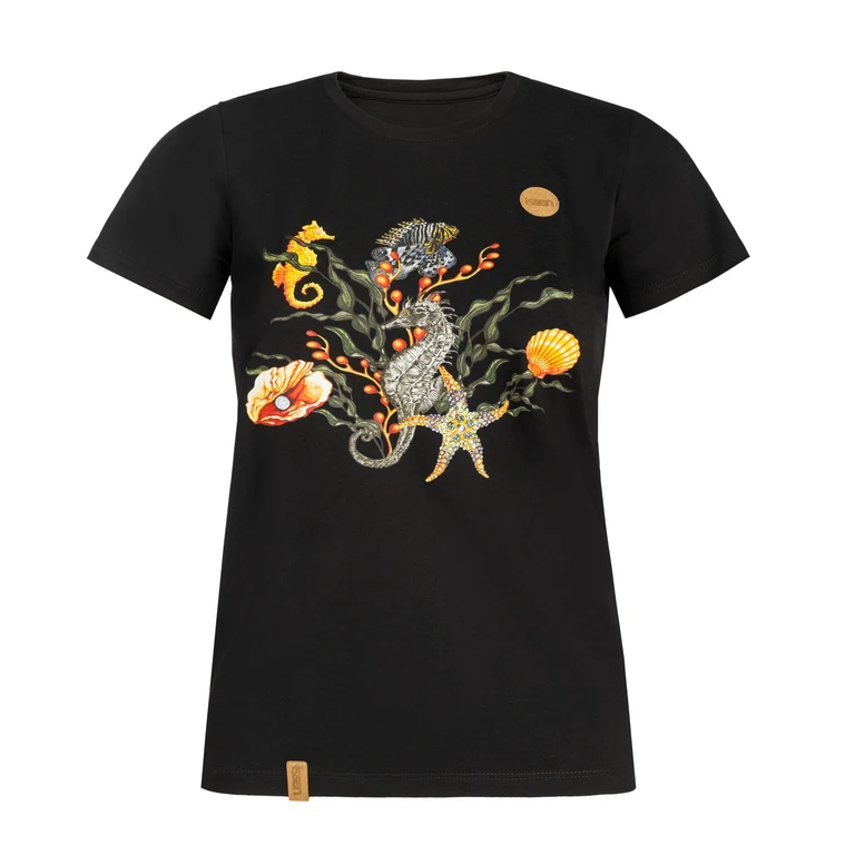 Women s t shirt Pure Black with print Nessi Sportswear